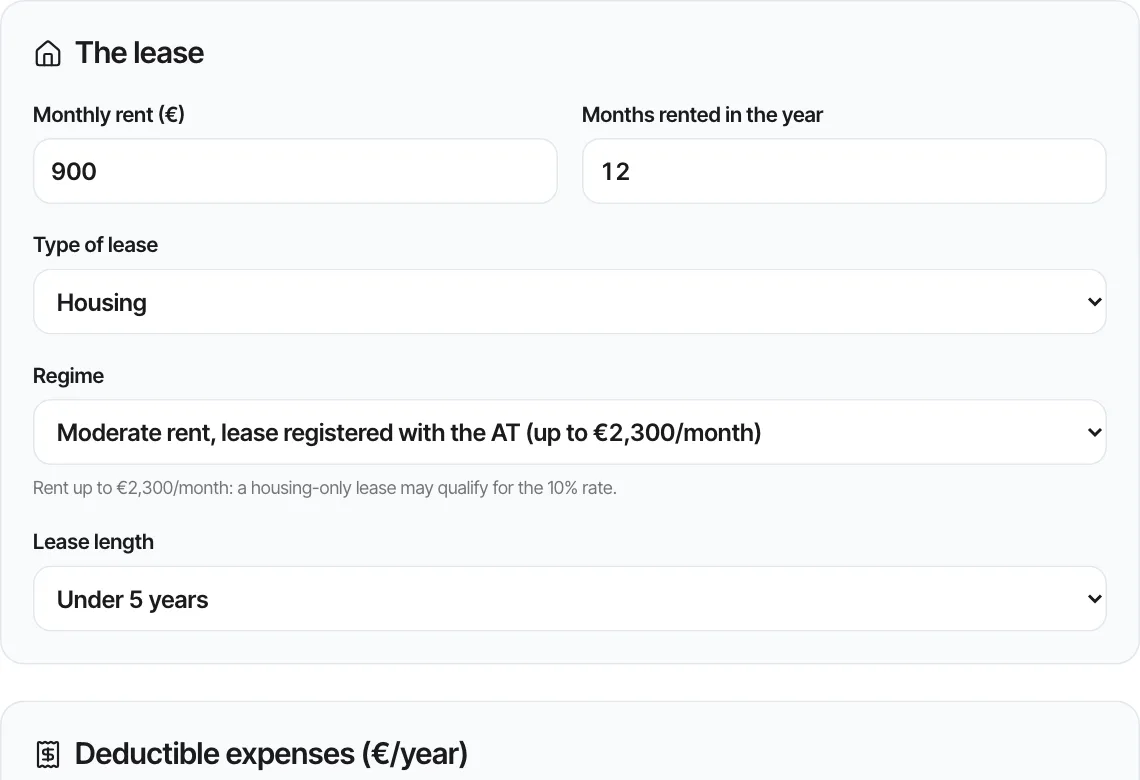 Rental income tax calculator by Aluseg