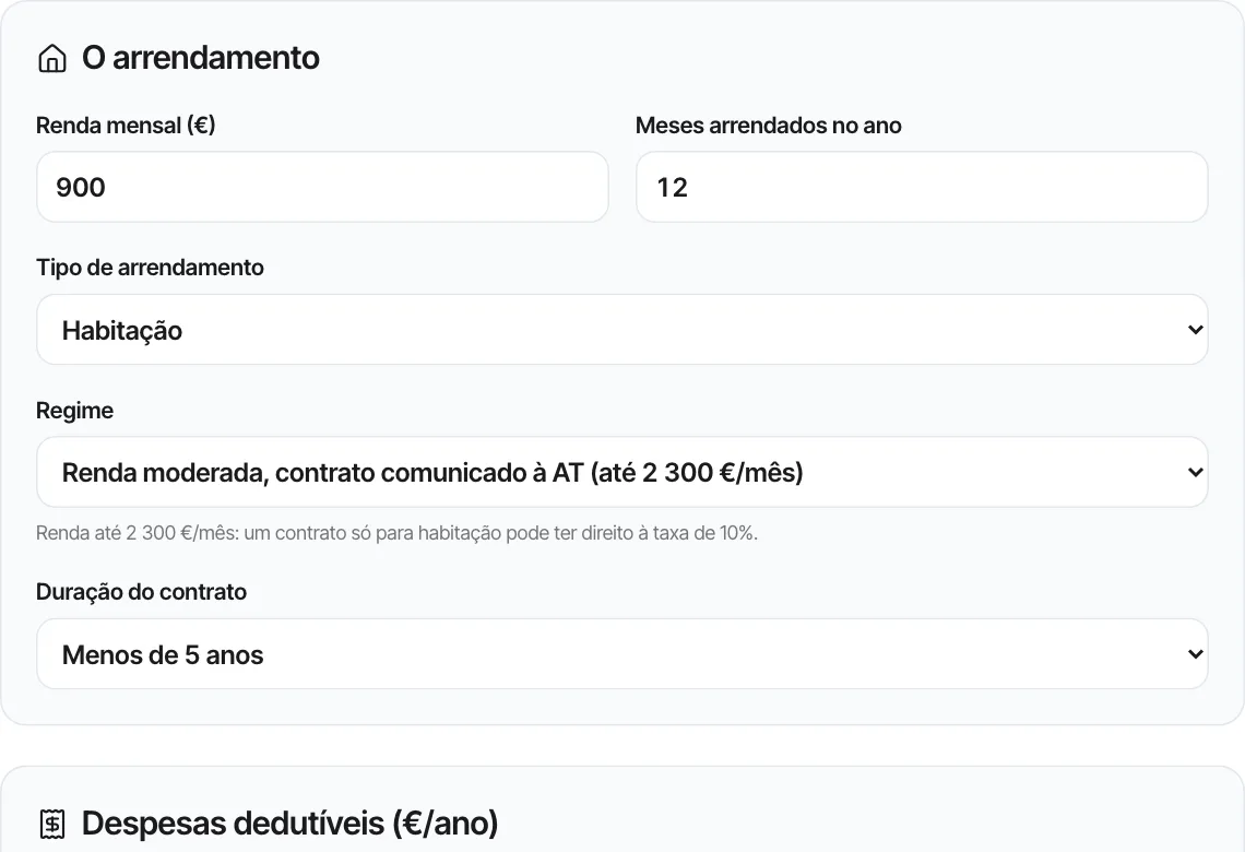 Calculadora de IRS das rendas por Aluseg