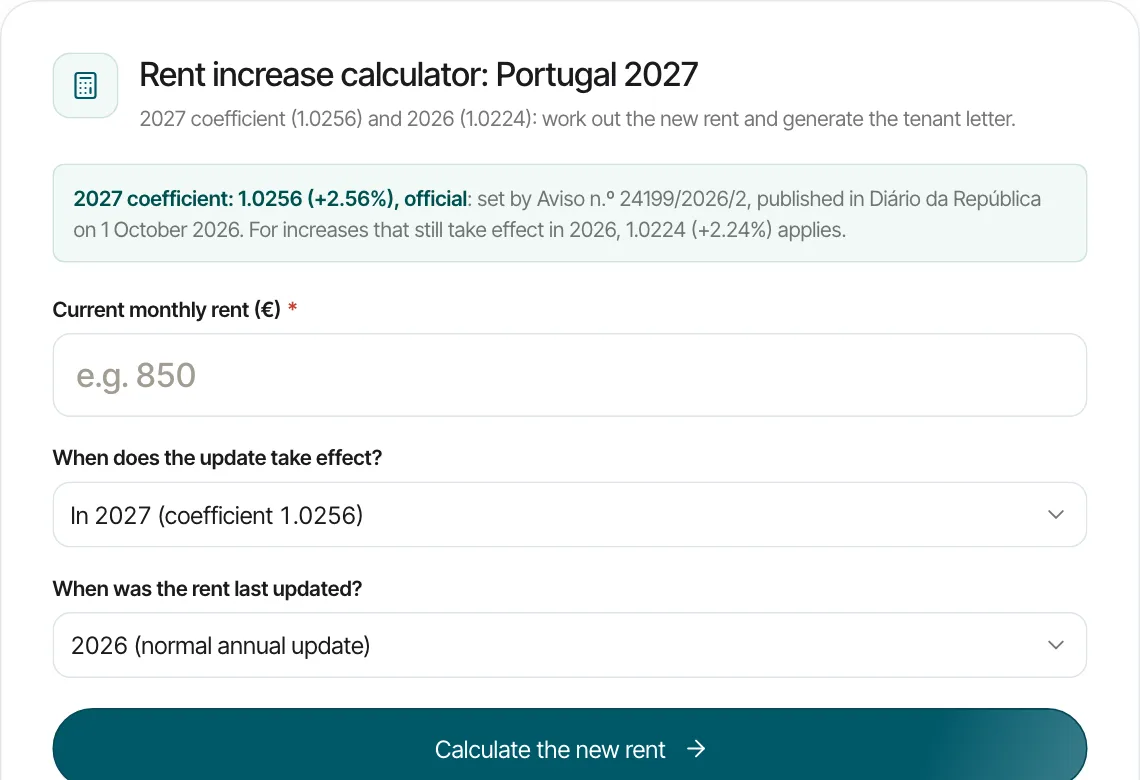 Rent update calculator by Aluseg