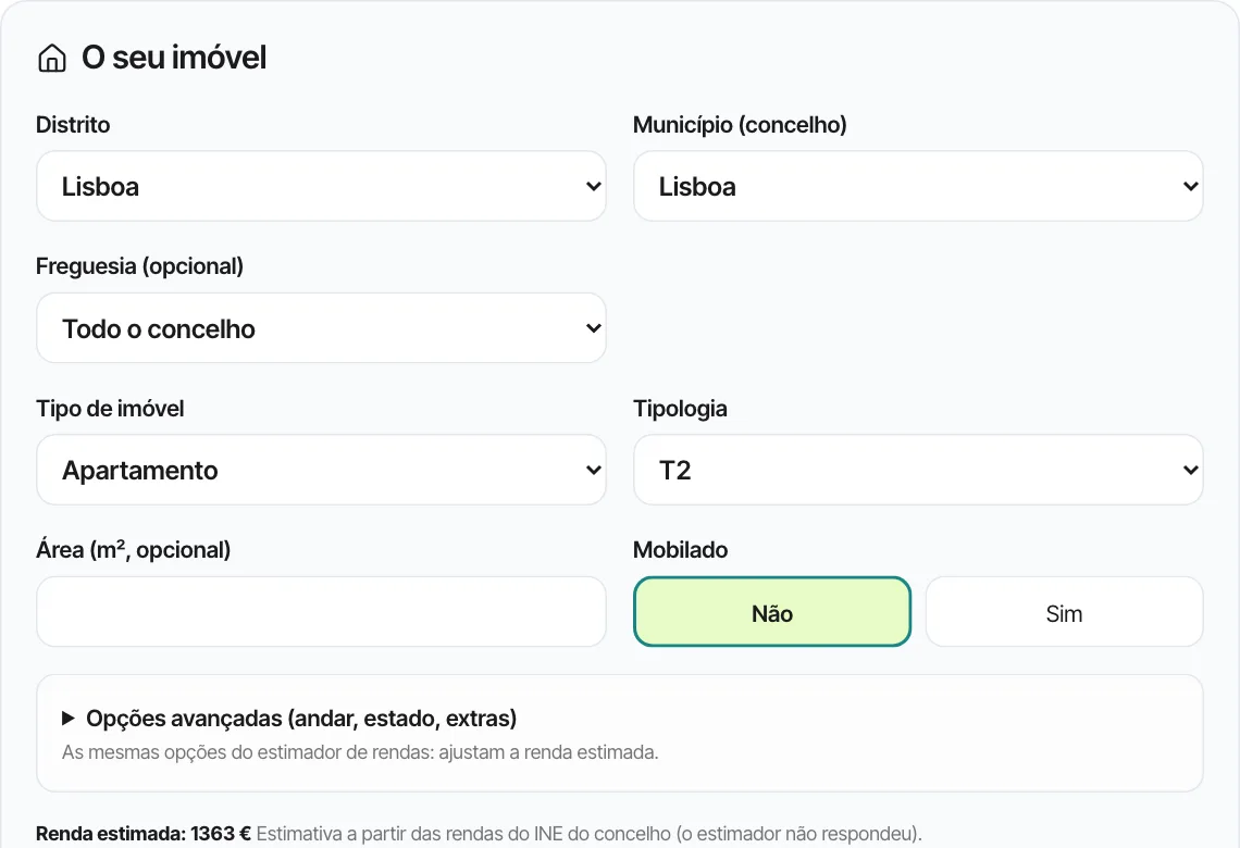 Simulador de rentabilidade do arrendamento por Aluseg